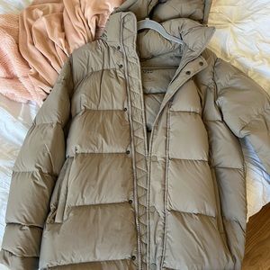 Aritzia SuperPuff Nude (stone taupe)